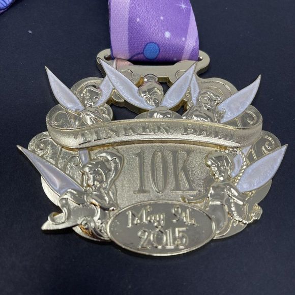 Tinkerbell 10k Finishers Medal 2015 Gold Disneyland Run Disney runDisney - Picture 2 of 5